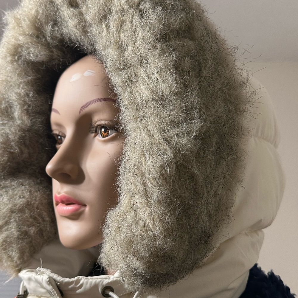 Lauren Ralph Lauren Down Puffer Coat Women’s Medium Ivory Long Winter Jacket - Picture 13 of 14
